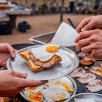 Discovery Resorts Undara Dining Bacon and Eggs